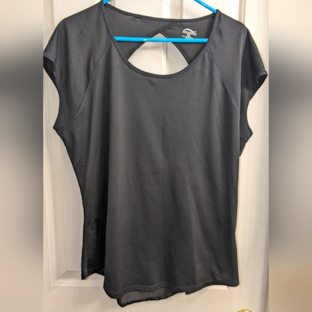 XL Sport Essentials Black Work Out Short Sleeve Top